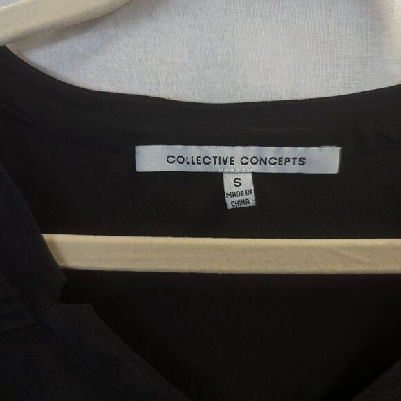 NWT Collective Concepts Size Small 100% Silk Black Cap Sleeved Tank - Picture 7 of 10
